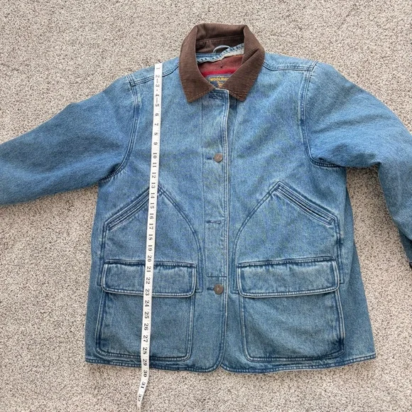 EUC Woolrich Women’s Denim Wool Blanket Lined Chore Barn Coat Jacket Sz XL - Picture 8 of 10
